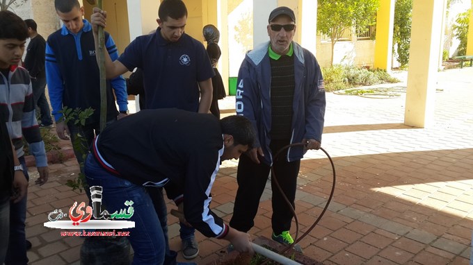 طلاب الثانوية الجديدة يحتفلون بعيد الشجرة